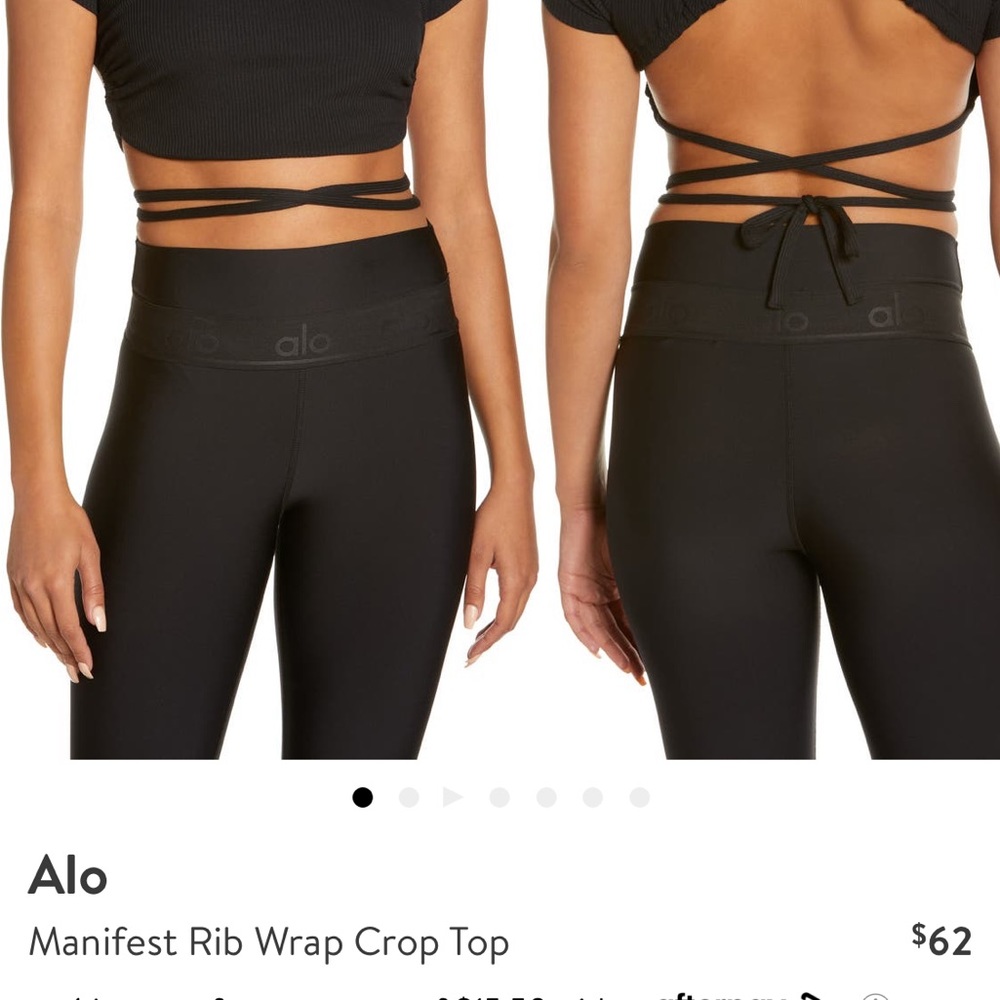 ALO Yoga Black Rib Wrap Crop Top